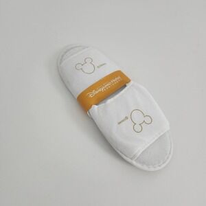 Disney Hong Kong Disneyland Hotel Mickey Mouse White Terry Spa Slippers NEW